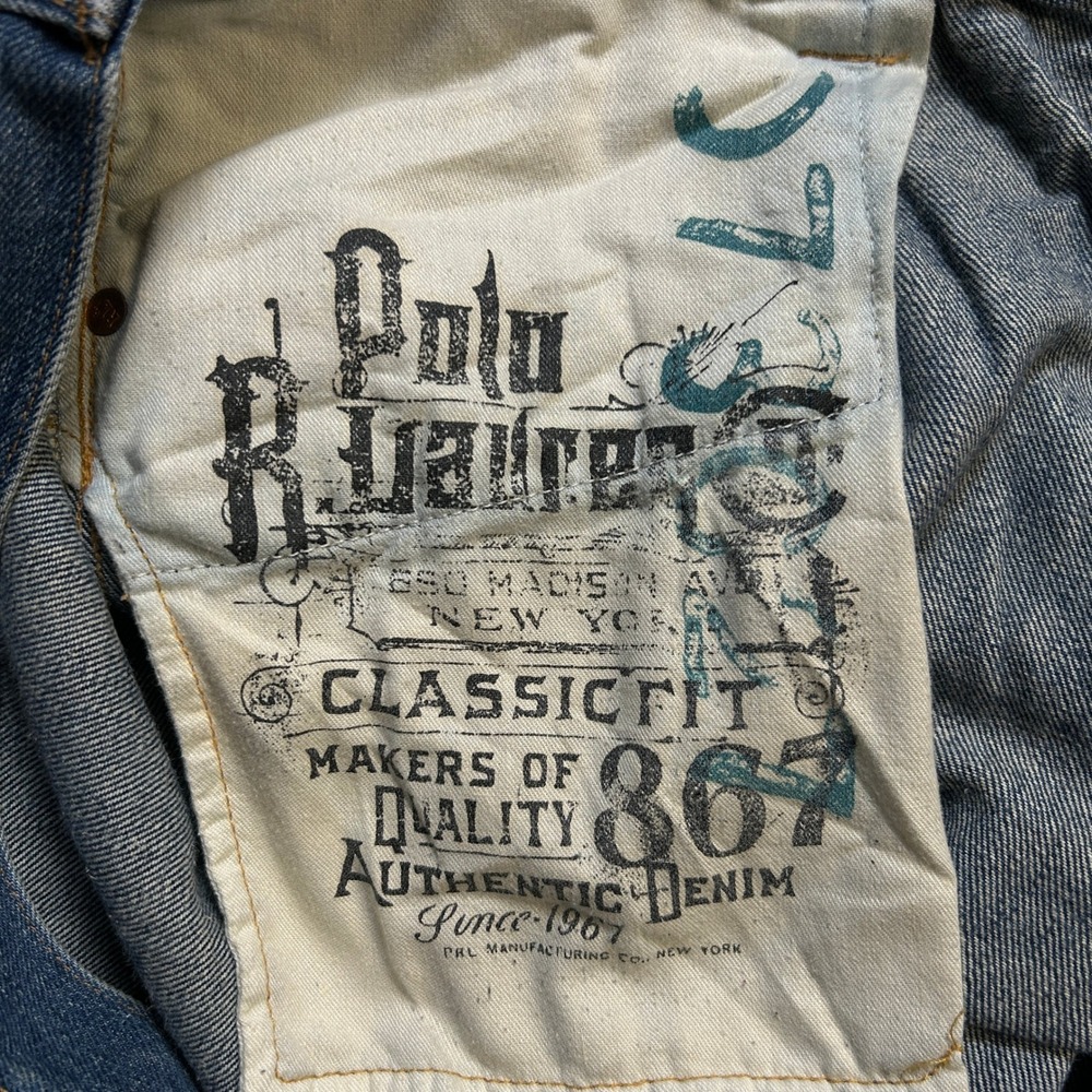 Classic Fit 867 Polo Ralph Lauren Faded Denim Jeans Blue 38x32 - Picture 5 of 11